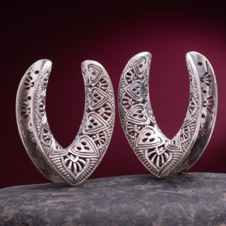 Engraved Open Top White Brass Tunnels