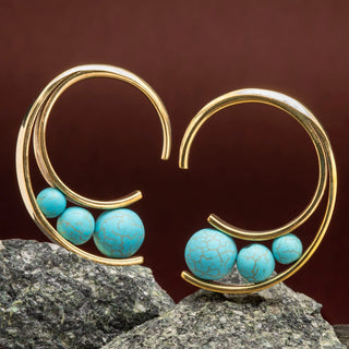 Brass Hangers with 3 Turquoise Beads