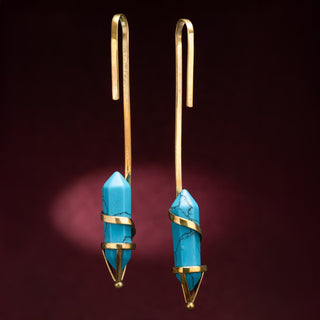 Brass Earrings Hangers with Turquoise Generator Bead