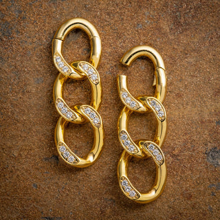 Gold Copper Chainlink Hangers with Clear CZ Gems