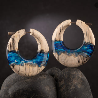 Tamarind Wood Pin Hangers with Blue Epoxy Ribbons