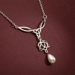 Celtic Knot Triquetra with Synthetic Pearl Bead