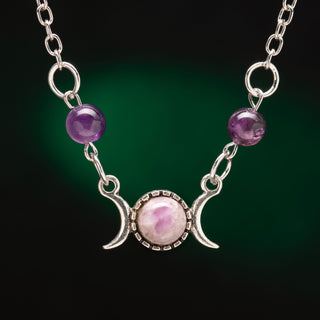 Triple Moon Necklace with Amethyst