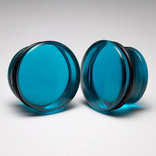 Blue Single Flare Glass Plugs