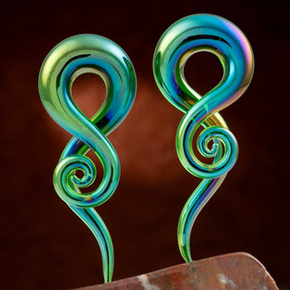 Iridescent Green Treble Glass Hangers