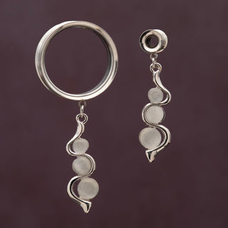 Stainless Steel Tunnels with White Cat Eye Spiral