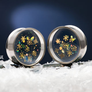 Stainless Steel Plugs with Snowflakes