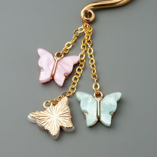 Gold Steel Hangers with Butterfly Dangles