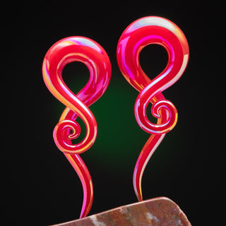 Iridescent Red Treble Glass Hangers