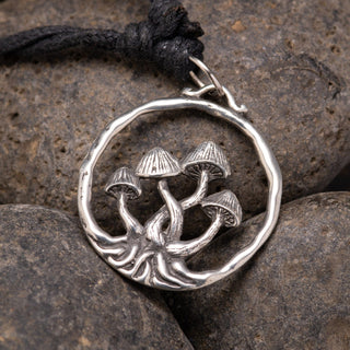 White Brass Mushroom Necklace