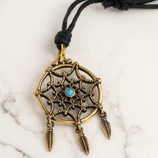 Brass Dreamcatcher with Turquoise Necklace