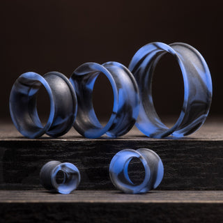 Swirl Blue and Black Thin Silicone Tunnels