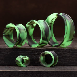 Swirl Green and Black Thin Silicone Tunnels