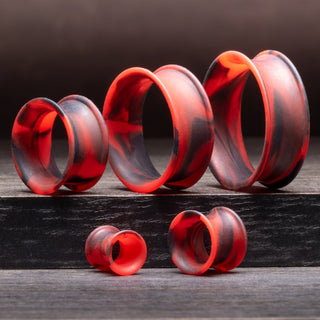 Swirl Red and Black Thin Silicone Tunnels