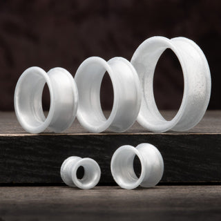 Pearl Silver Thin Silicone Tunnels