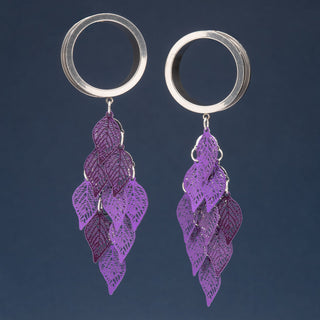 Stainless Steel Tunnels with Purple Leaves Dangles