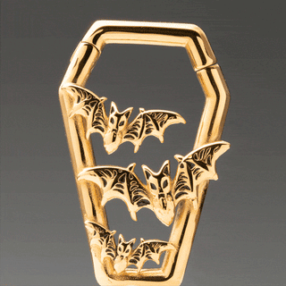 Gold Stainless Steel Hinged Coffin Hangers with Bats