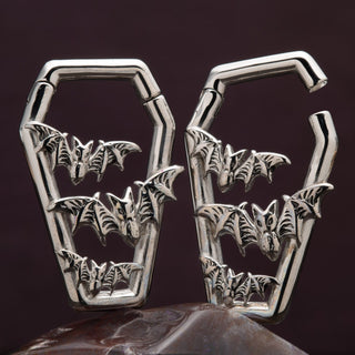 Stainless Steel Hinged Coffin Hangers with Bats