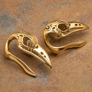 Gold Stainless Steel Crow Skull Hangers