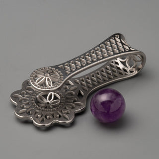 Stainless Steel Hangers with Open Lattice and Amethyst Captured Bead