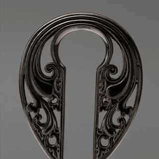 Black Stainless Steel Keyhole Hangers with Filigree Design