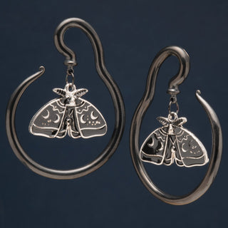 Black Steel Hangers with Moth and Moon Phases