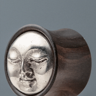 Areng Wood Plugs with White Brass Moon