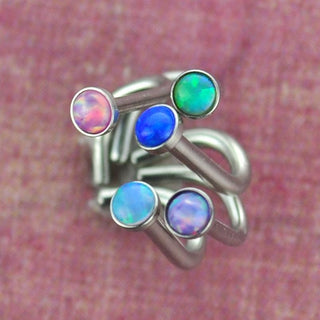 Steel Nose Screw with Opal Gem