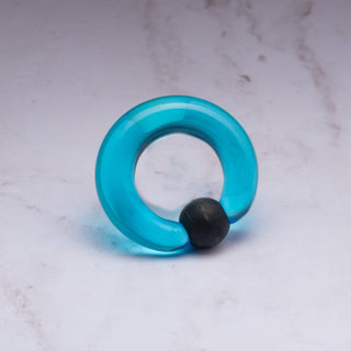 Aqua Glass Captive Bead Ring