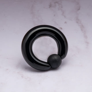 Black Glass Captive Bead Ring