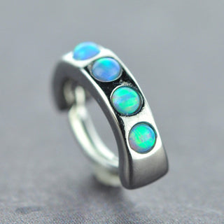 Rook/Daith Clicker with Blue Opal Gems