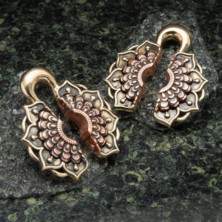 Lotus Flower Brass and Copper Ear Weights Hangers