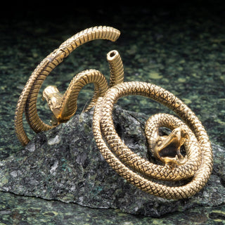 Snake Brass Ear Weights Hangers with Hinged Clasp