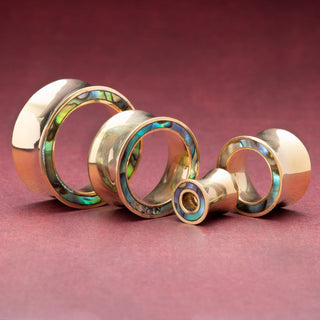 Brass Tunnels with Abalone Inlay