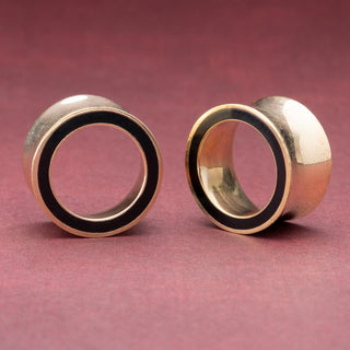 Brass Tunnels with Black Resin Inlay