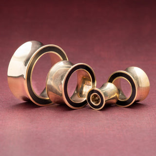 Brass Tunnels with Black Resin Inlay