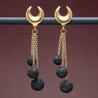Open Top Brass Hangers with Lava Stone