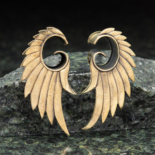Brass Open Plugs with Feather Wings