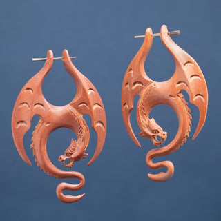 Sawo Wood Dragon Earrings Hangers