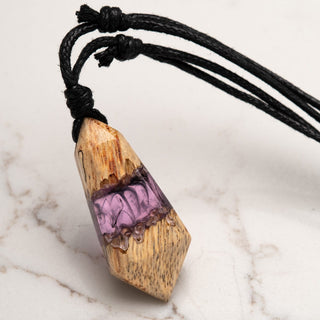 Prism Wood and Epoxy Necklace