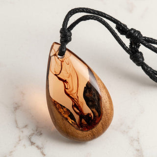 Eternal Flame Wood and Epoxy Necklace