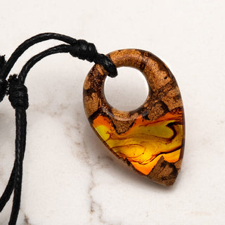 Amber Wood and Epoxy Necklace