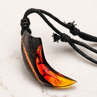 Fire Claw Wood and Epoxy Necklace