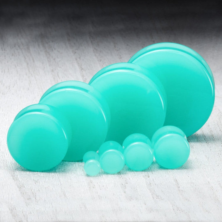 Aqua Double Flare Glass Plugs Arctic Buffalo