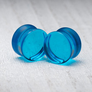 Blue Double Flare Glass Plugs