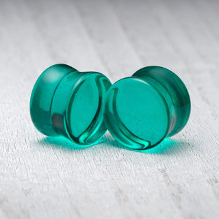 Green Double Flare Glass Plugs *Discontinued*