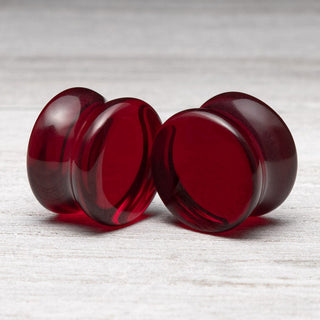 Red Double Flare Glass Plugs