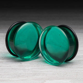 Green Single Flare Glass Plugs