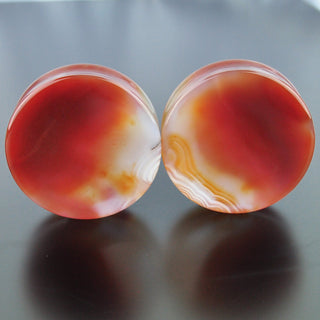 Red Banded Agate Double Flare Plugs # GRB-050-1-P