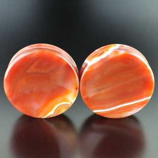 Red Banded Agate Double Flare Plugs # GRB-050-6-P